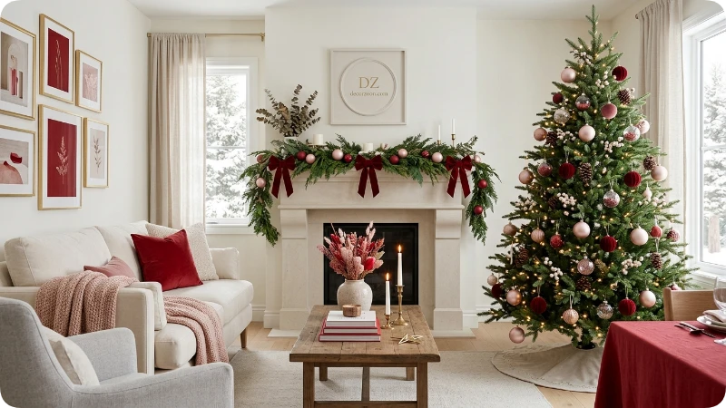 Keep Pink and Red Christmas Decor From Looking Too Busy