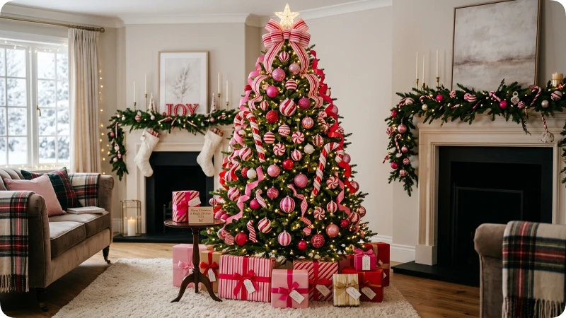 Pink and Red Candy Inspired Christmas Tree