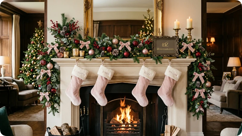 Style a Christmas Mantel With Pink, Red