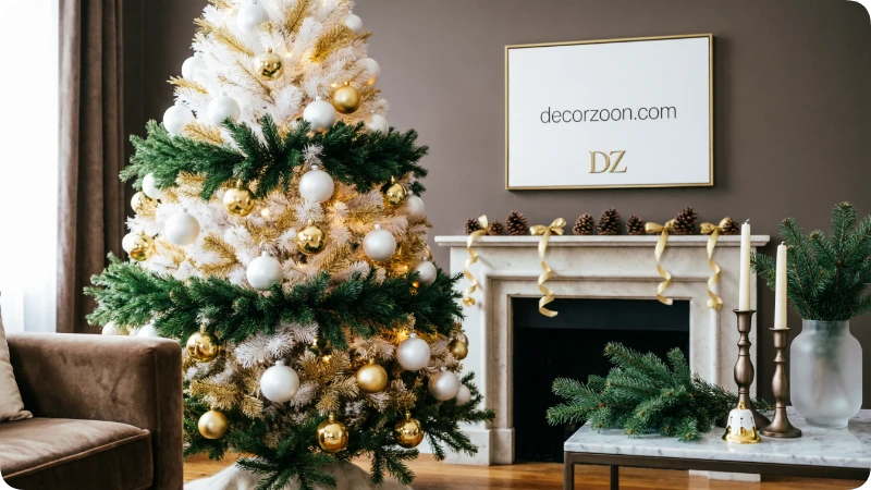White and Gold With Greenery