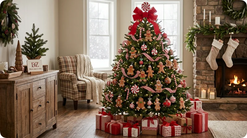 Add Candy Cane Stripes and Peppermint Ornaments