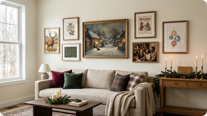Arrange a Christmas Gallery Wall With Different Frame Sizes