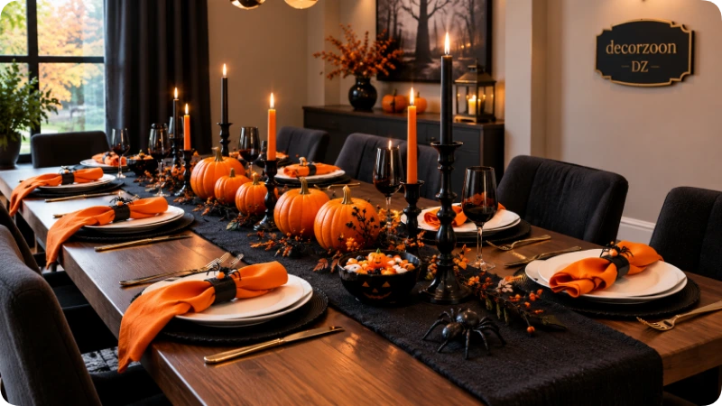 Black and Orange Halloween Tablescape