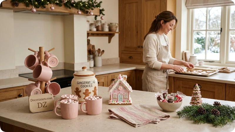 Bring Pink Gingerbread Decor Into the Kitchen