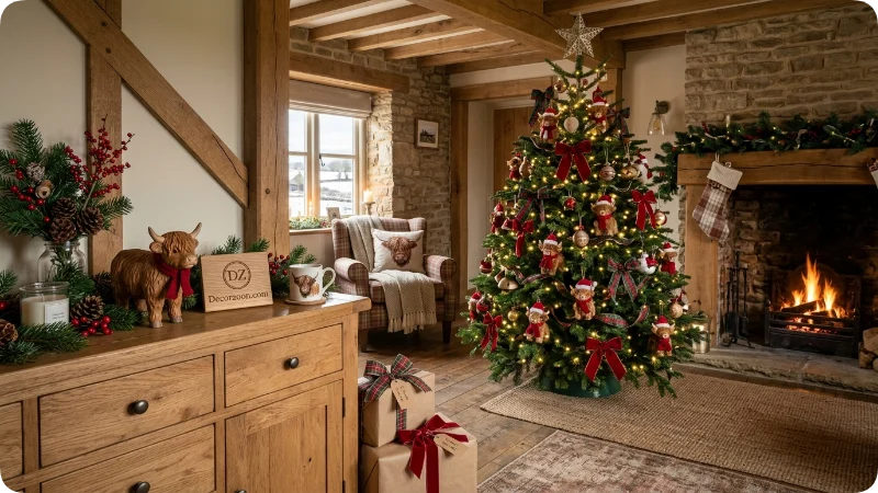 Create a Rustic Highland Cow Christmas Shelf