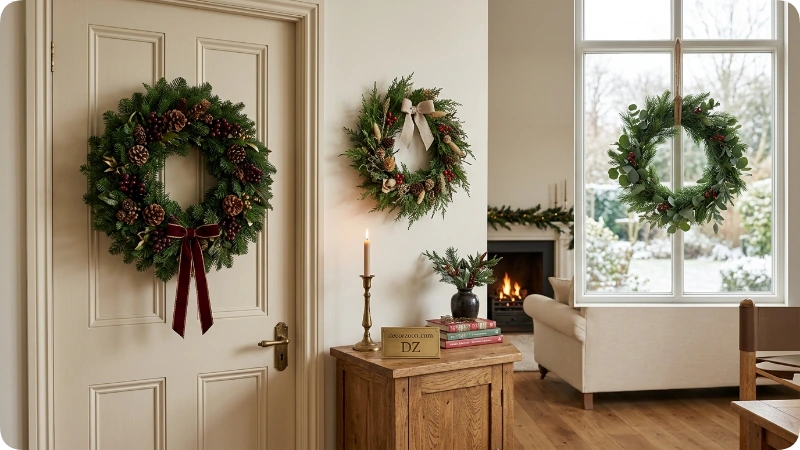 Christmas Wreaths Beyond the Front Door