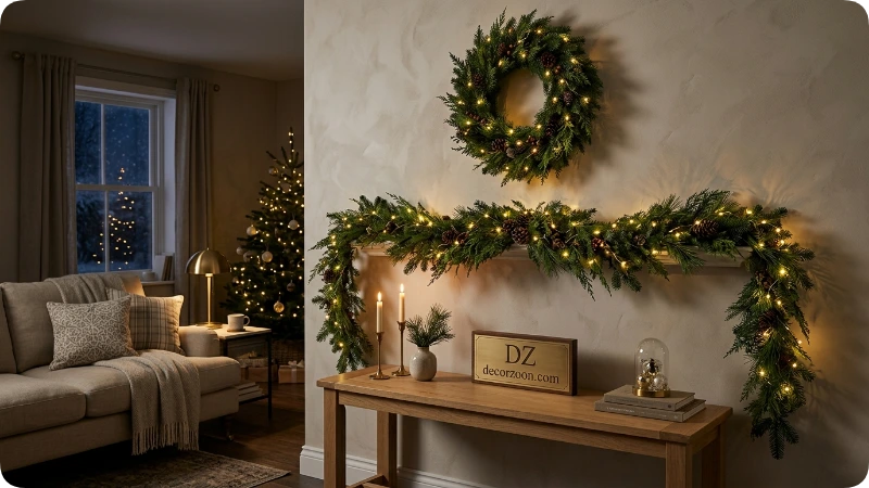 Combine Christmas Wall Decor With Lighting
