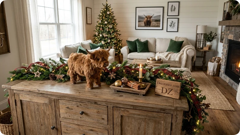 Combine Highland Cow Decor With Farmhouse Christmas Accents