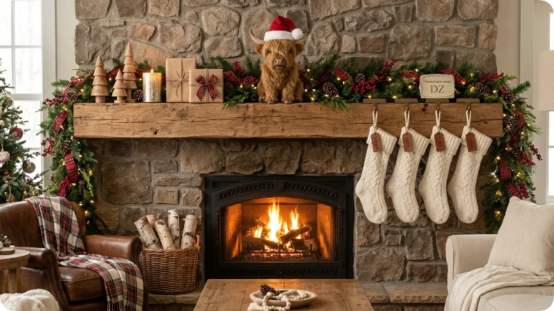 Create a Highland Cow Christmas Mantel