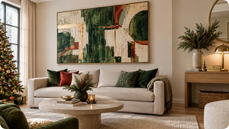 Create a Modern Christmas Interior With Abstract Canvas Art