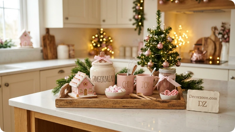 Create a Pink Gingerbread Christmas Coffee Station