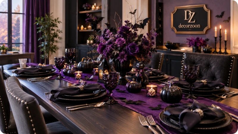 Create a Purple and Black Halloween Table
