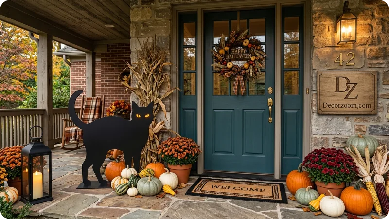 Create a Spooky Welcome With Black Cat Porch Decor
