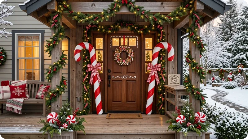 Decorate With Candy Cane Door Frame Accents