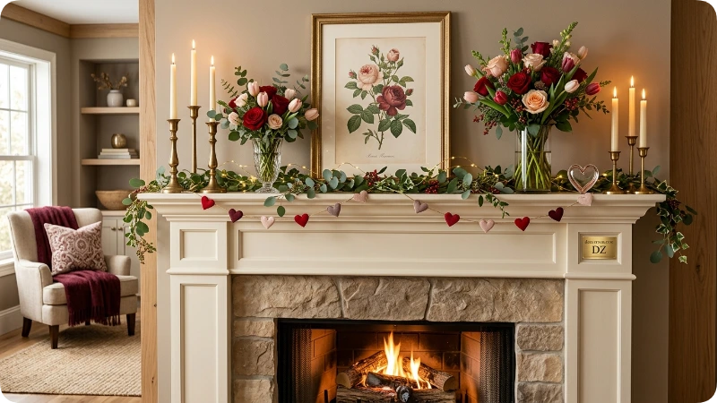 Decorate the Fireplace Mantel With Flowers