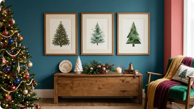 Decorate With Framed Christmas Tree Illustrations