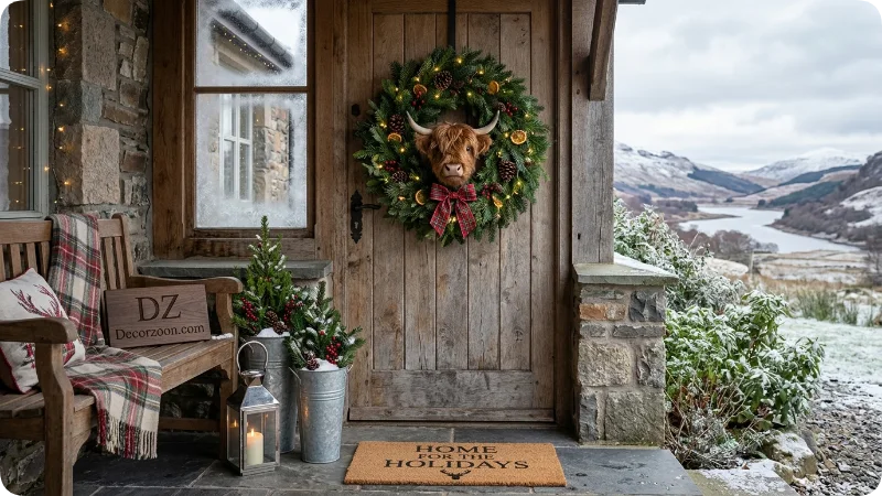 Decorate With Highland Cow Christmas Wreaths
