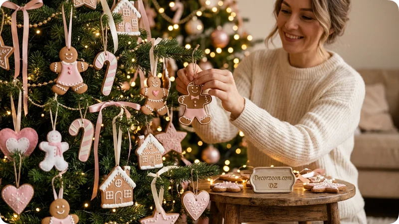 Decorate With Pink and White Gingerbread Ornaments