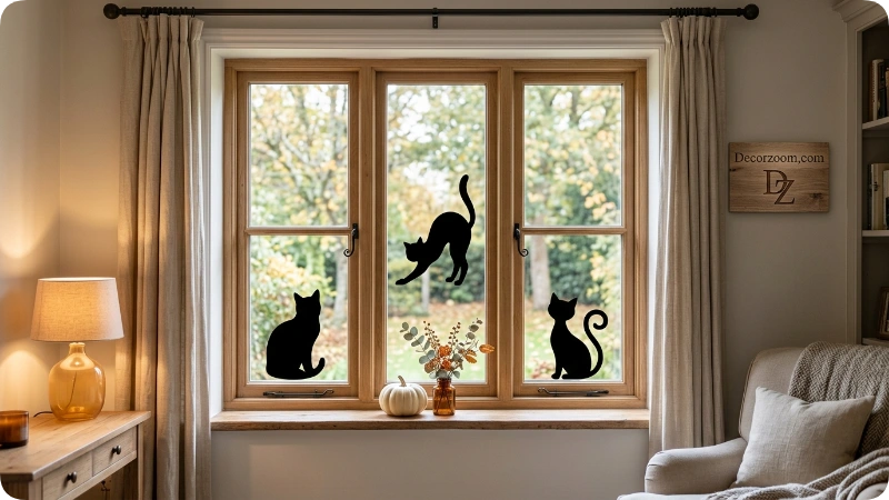 Decorate Windows With Black Cat Silhouettes