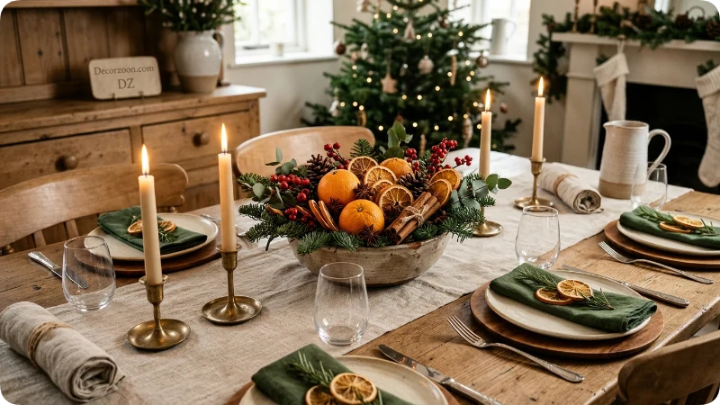 Fresh Citrus, Cinnamon, and Greenery Centerpiece