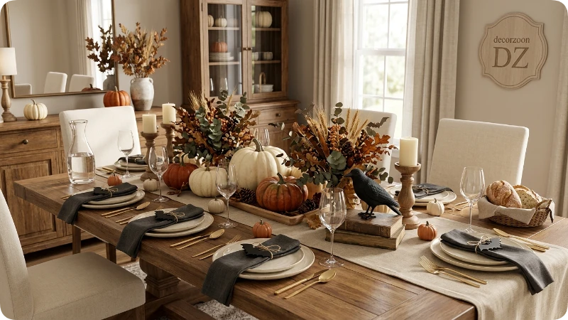 Halloween Table That Transitions Into Thanksgiving