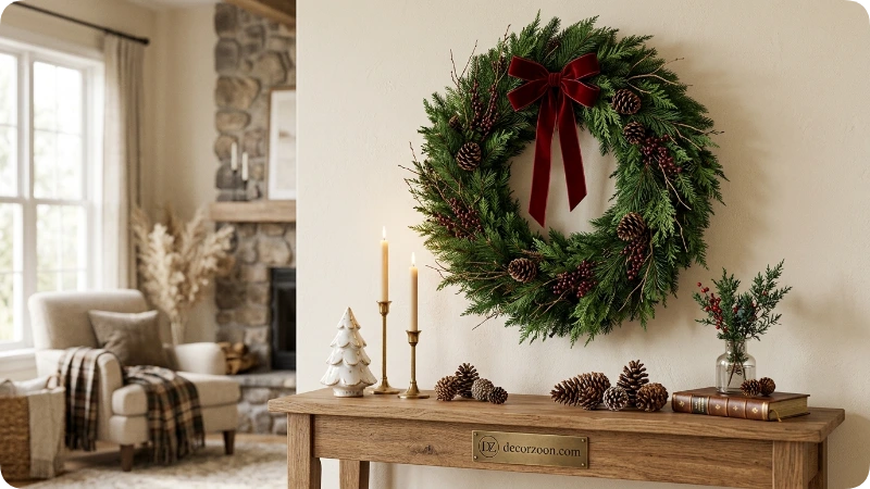 Hang a Christmas Wreath Where Artwork Usually Goes