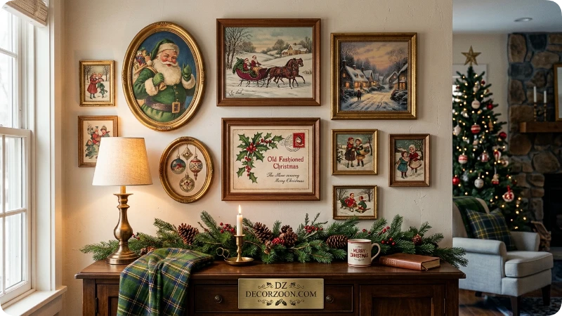 Hang Vintage Christmas Prints for a Nostalgic Look