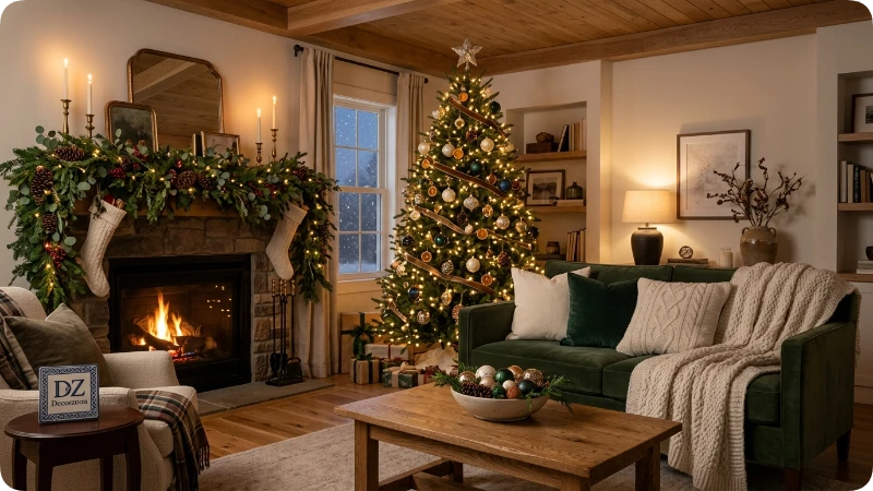 Living Room With Greenery, Textiles, and Light