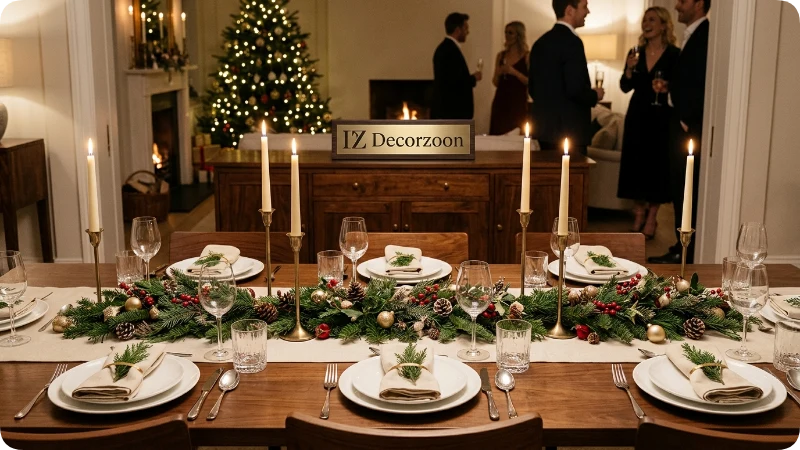 Long Christmas Table With Repeating Elements