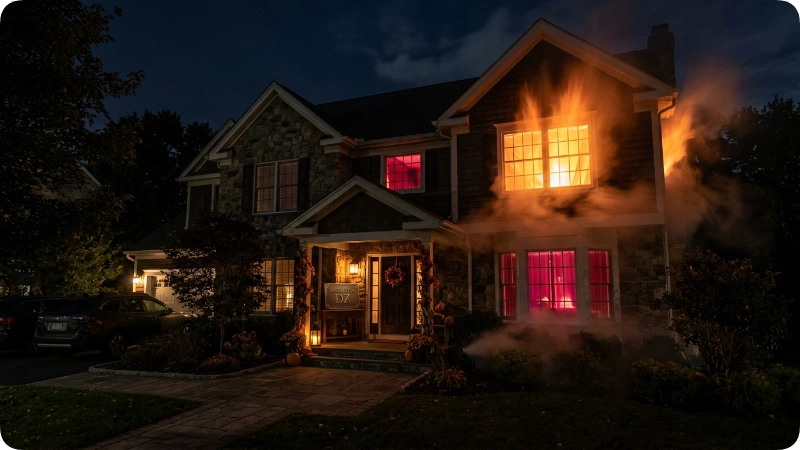 Make a House on Fire Halloween Decoration Look Realistic