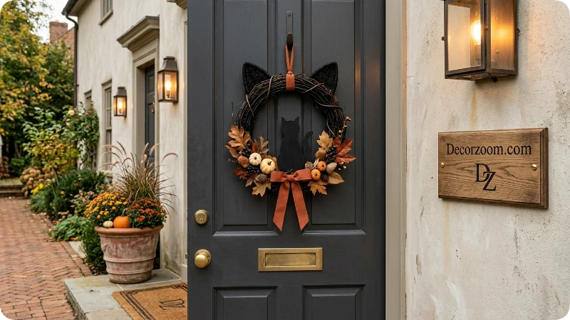 Make a Black Cat Halloween Wreath for Your Front Door