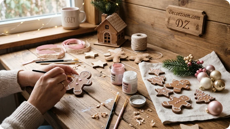 Make DIY Pink Gingerbread Christmas Decorations