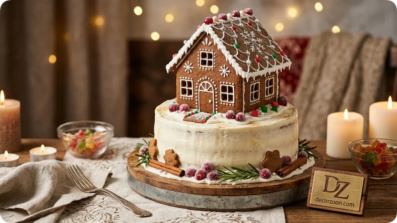 Make a Gingerbread House Cake for an Easier Display