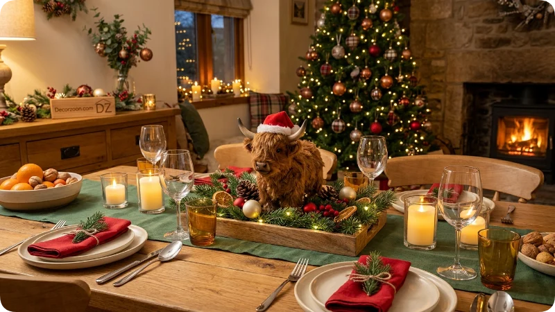 Make a Highland Cow Christmas Table Centerpiece