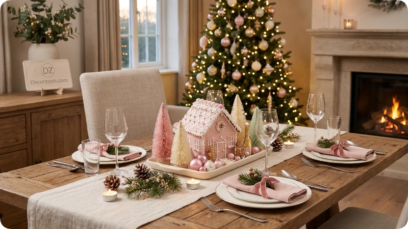 Make a Pink Gingerbread Christmas Centerpiece