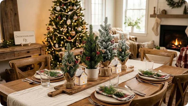 Mini Christmas Trees as a Table Centerpiece