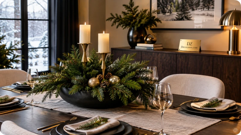 Modern Black, Green, and Gold Centerpiece