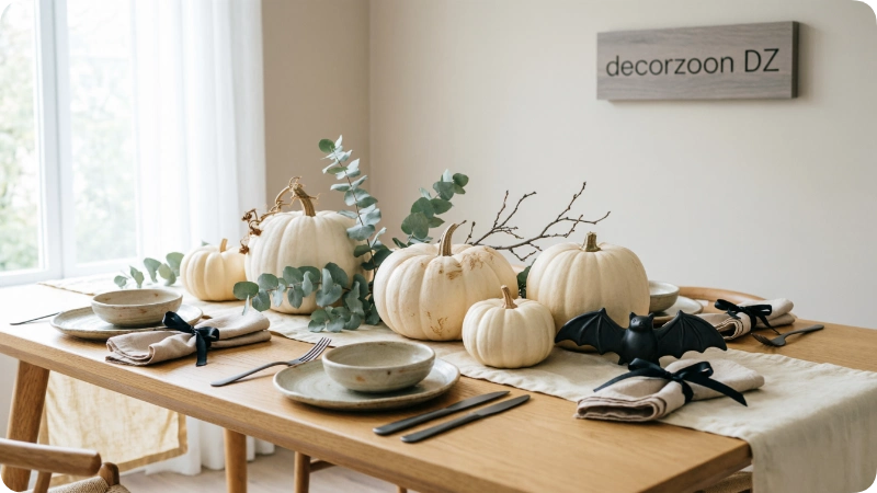 Pumpkins for a Neutral Halloween Table