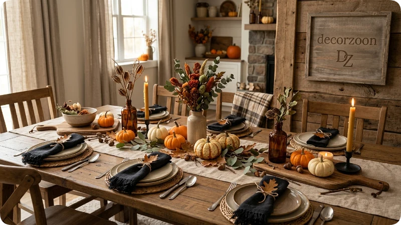 Rustic Halloween Table With Natural Materials
