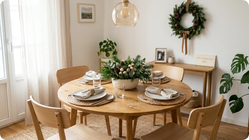 Small Round Table Centerpiece With a Festive Bowl