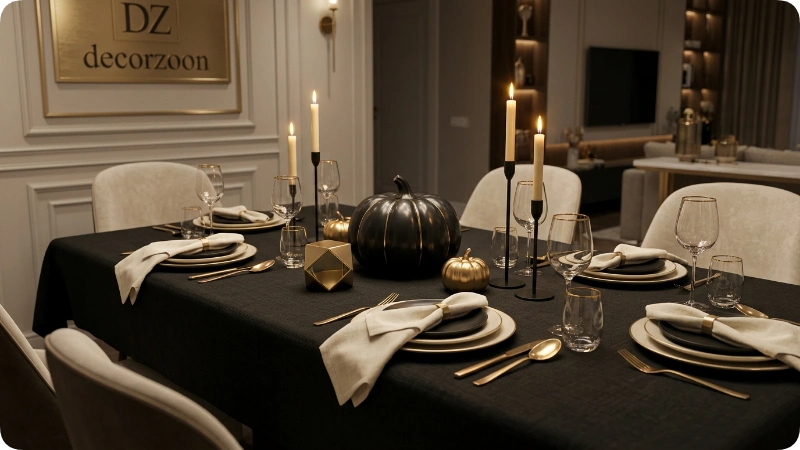 Style an Elegant Black and Gold Table