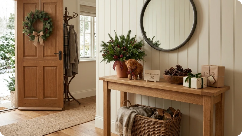 Style a Highland Cow Christmas Entryway