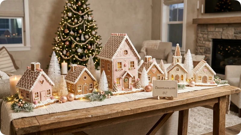 Style a Pink Gingerbread House Village