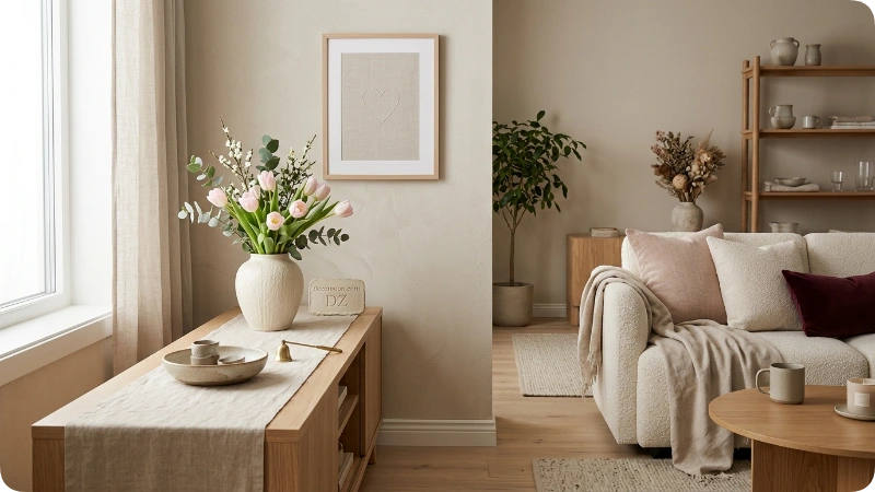 Try Neutral Valentine’s Day Decor for a Subtle Look