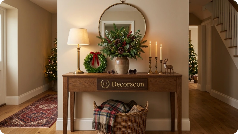 Turn an Entryway or Console Into a Christmas Welcome