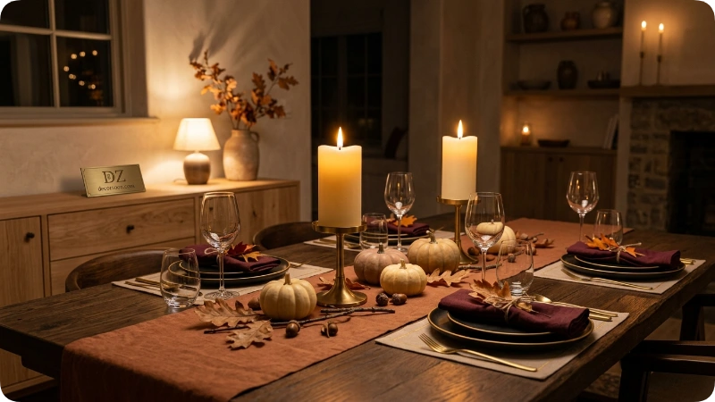 Warm Candlelight for an Elegant Autumn Setting